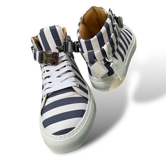 Buscemi Women’s Striped Italian Jacquard Canvas High-Tops / Silver-Tone Hardware - Picture 1 of 16